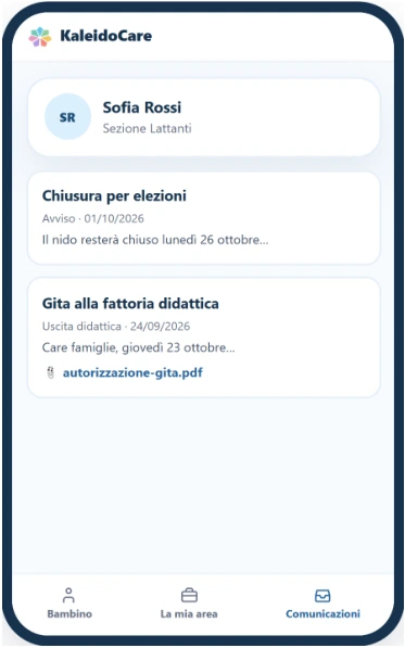 Area famiglia da smartphone: comunicazioni e allegati